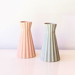 SOLD Pair of Pastel Vintage Ceramic Geometric Vases